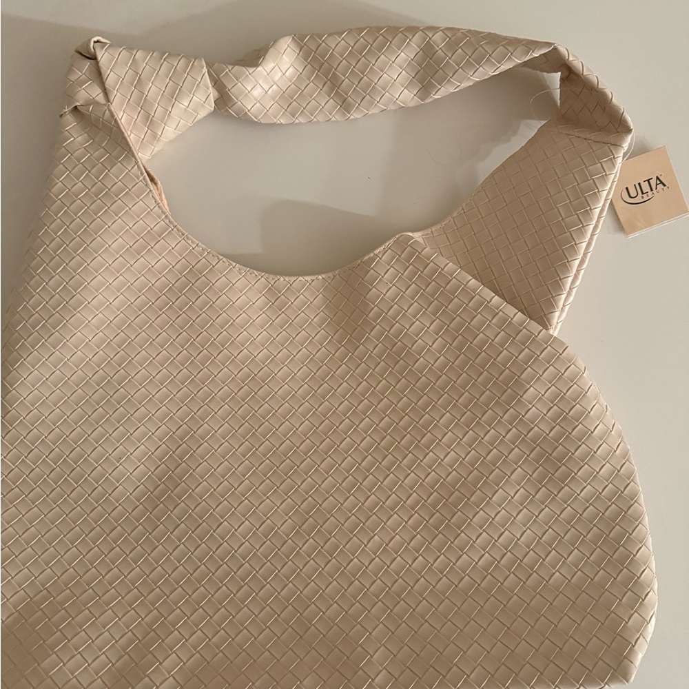 Ulta Beauty Cream Shoulder Bag with Textured Design